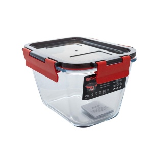 Vas termorezistent rectangular cu capac plastic CLICK 1.35 L - Img 2