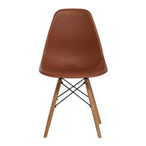 ALBORG Scaun bucatarie/dining plastic bej terracotta – picioare lemn si cadru metalic negru - Img 2