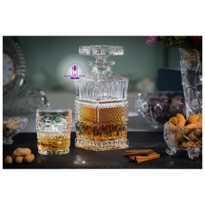 BRITTANY Pachet 12 pahare si decantor cristal Bohemia whisky - Img 4