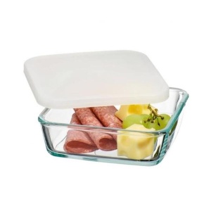 Caserola sticla termorezistenta patrata cu capac plastic 1.7 l - Img 1