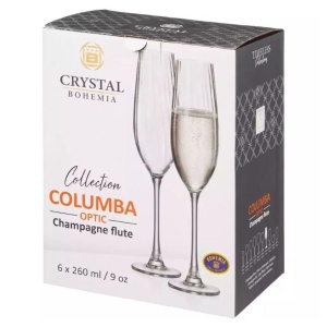 COLUMBA OPTIC Set 6 pahare sticla cristalina sampanie flute 260 ml - Img 3