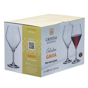 GAVIA - Pahare vin rosu sticla cristalina Bohemia 400 ml (set 6 pahare) (91L-1SI97-400) - CUTIE