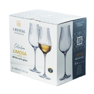 LIMOSA OPTIC Set 6 pahare sticla cristalina Bohemia vin 400 ml - Img 4
