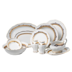 MARIE LOUISE decor AUR Serviciu masa portelan Bohemia 12 persoane ( 45 piese ) - Img 2