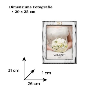 Rama Foto Argint "ROMA" 20x25 cm - cadou aniversare 50 Ani Casatorie (51078-6L)