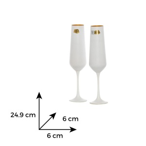 SANDRA ALB MAT (interior auriu metalic) Set 6 pahare sticla cristalina sampanie 200 ml - Img 3