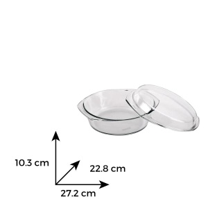 Vas sticla termorezistenta rotund 2 l cu capac 0.9 l - Img 5