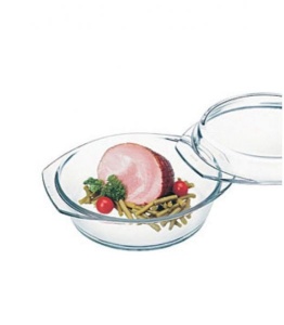 Vas sticla termorezistenta rotund cu capac 1.5 l - Img 2