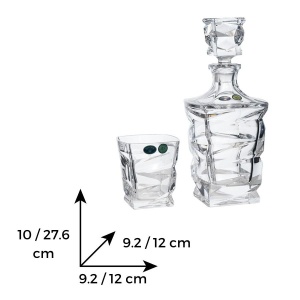 ZIG ZAG Set 6 pahare si decantor cristal Bohemia whisky - Img 3