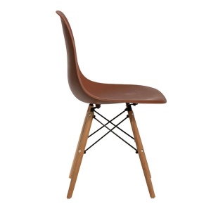 ALBORG Scaun bucatarie/dining plastic bej terracotta – picioare lemn si cadru metalic negru - Img 3