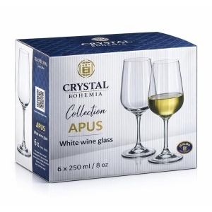 APUS Set 6 pahare sticla cristalina Bohemia vin 250 ml - Img 5