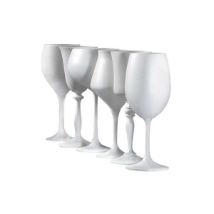GAMBIT Set 6 pahare sticla cristalina vopsita ALB MAT - Img 6