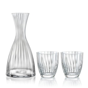KATE OPTIC Set 2 pahare si decantor sticla cristalina limonada (300 ml + 1200 ml) - Img 3
