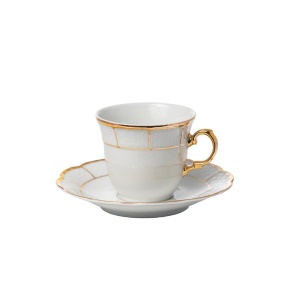 MENUET decor AUR Serviciu cafea portelan Bohemia 6 persoane 145 ml - Img 2