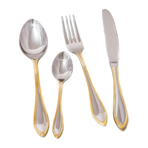 NOVARA decor AUR Set tacamuri inox 18/10 - 6 persoane (30 piese) - Img 2