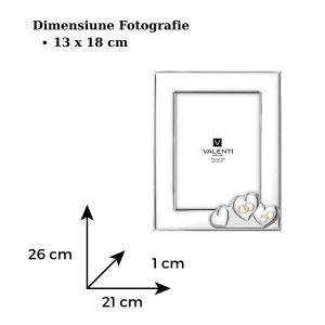 Rama Foto Argint "Inimi" 13×18 cm - cadou aniversare 50 Ani Casatorie (52128-4L)