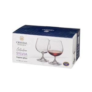 SYLVIA Set 6 pahare sticla cristalina Bohemia brandy 400 ml - Img 5