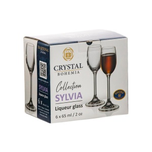 SYLVIA Set 6 pahare sticla cristalina Bohemia lichior 65 ml - Img 3