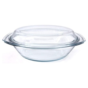 Vas sticla termorezistenta oval 3 l cu capac 1.4 l - Img 3