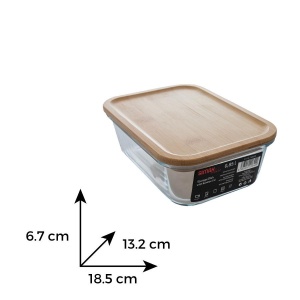 Vas termorezistent rectangular cu capac bambus 0.85 L - Img 3