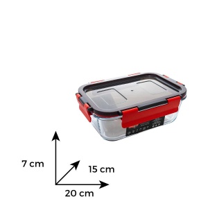 Vas termorezistent rectangular cu capac plastic CLICK 0.85 L - Img 3