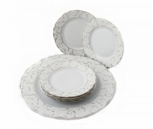 VIVIEN decor ARGINT Serviciu tort portelan 7 piese - Img 2