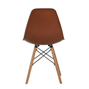 ALBORG Scaun bucatarie/dining plastic bej terracotta – picioare lemn si cadru metalic negru - Img 4