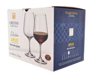 APUS Set 6 pahare sticla cristalina Bohemia vin rosu 450 ml - Img 3