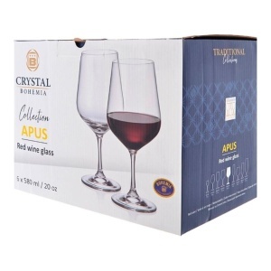 APUS Set 6 pahare sticla cristalina Bohemia vin rosu 580 ml - Img 6