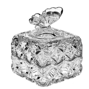 Bomboniera cristal Bohemia decor "Fluture" 10 cm - Img 2