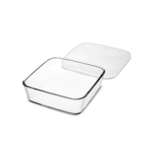 Caserola sticla termorezistenta patrata cu capac plastic 0.5 l - Img 2