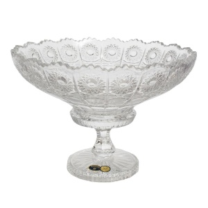 Fructiera cristal Bohemia cu picior de 25 cm - Img 3