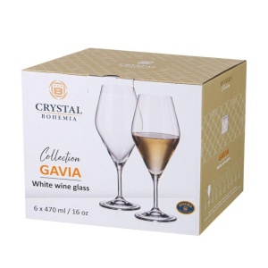 GAVIA Set 6 pahare sticla cristalina vin alb 470 ml - Img 4