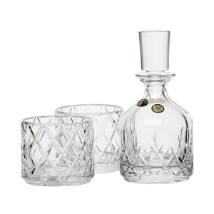 MINISTER Pahare whisky si decanter Cristal Bohemia (set 3 piese) (99999-11037-859) 