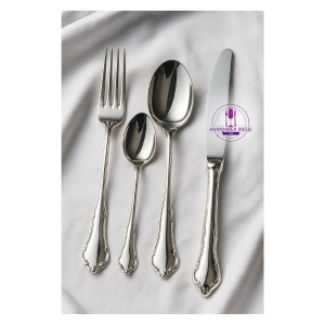 PALAZZO Set tacamuri inox placat cu argint AG 90 - 6 persoane ( 24 piese ) - Img 7