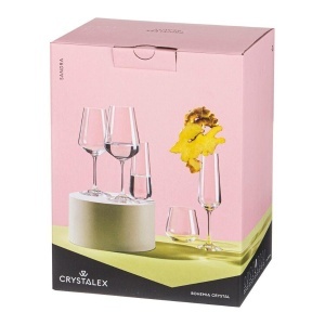 SANDRA NEGRU MAT (interior auriu metalic) - Pahare sampanie sticla cristalina Bohemia 200 ml (set 6 bucati) (40728-200-D5384) - CUTIE