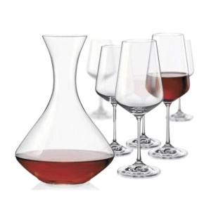 SANDRA Set 6 pahare si decantor sticla cristalina vin (350 ml + 1500 ml) - Img 3