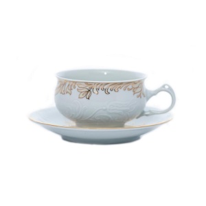 TULIP decor AUR Serviciu ceai portelan Bohemia 6 persoane 320 ml - Img 3