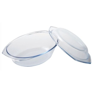 Vas sticla termorezistenta oval 3 l cu capac 1.4 l - Img 4