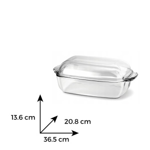 Vas sticla termorezistenta rectangular 3.2 l cu capac 2.3 l - Img 4