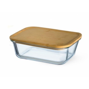 Vas termorezistent rectangular cu capac bambus 0.85 L - Img 4