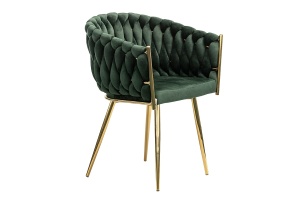 VERONA Scaun dining catifea verde – cadru si picioare metalice aurii - Img 3