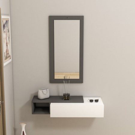 Висяща конзола с огледало Vien Anthracite 82x15.8x29.6 cm