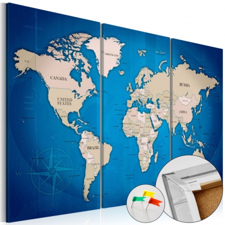Картина от корк - Мастилено пътешествие [Коркова карта] 60x40 см