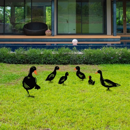 Комплект декоративни метални аксесоари за градина Ducks Черен 20x15 см