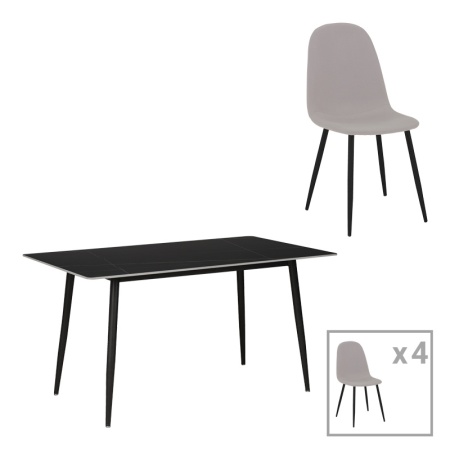 Комплект маса и столове 5 части Bella Pako World Light grey 140x80x75 cm
