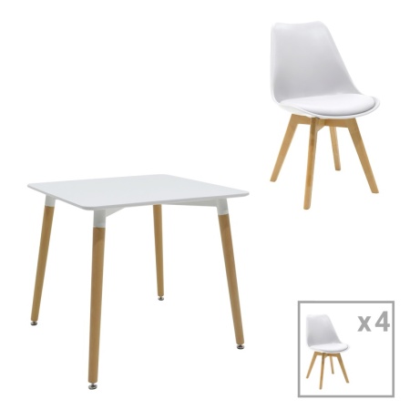 Комплект от 3 части кухненско обзавеждане за ученици в бяло 80x80x76 cm
