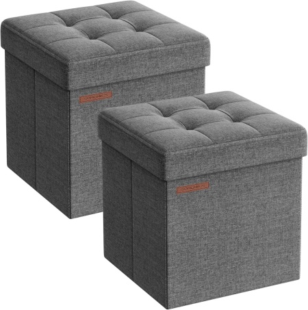 Комплект 2 куба за съхранение Отоман Songmics Сив 30x30x30 см