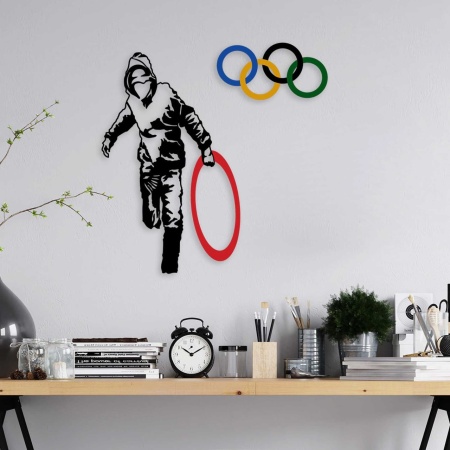Метална картина Banksy Многоцветна 62x61 см
