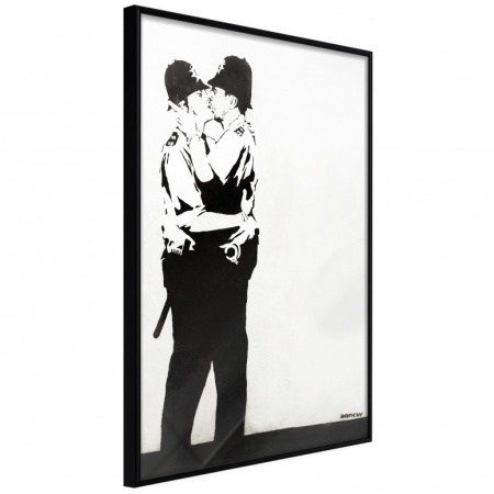 Постер - Banksy: Kissing Coppers II, с черна рамка, 30x45 см